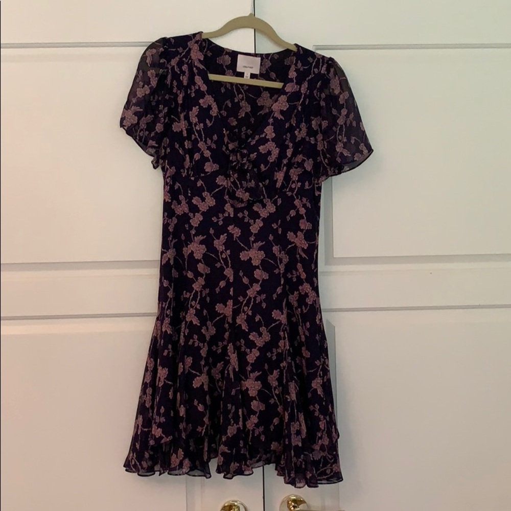 cinq à sept, navy/pink spring floral dress